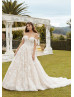 Beaded Ivory Lace Tulle Fairytale Wedding Dress With Detachable Straps